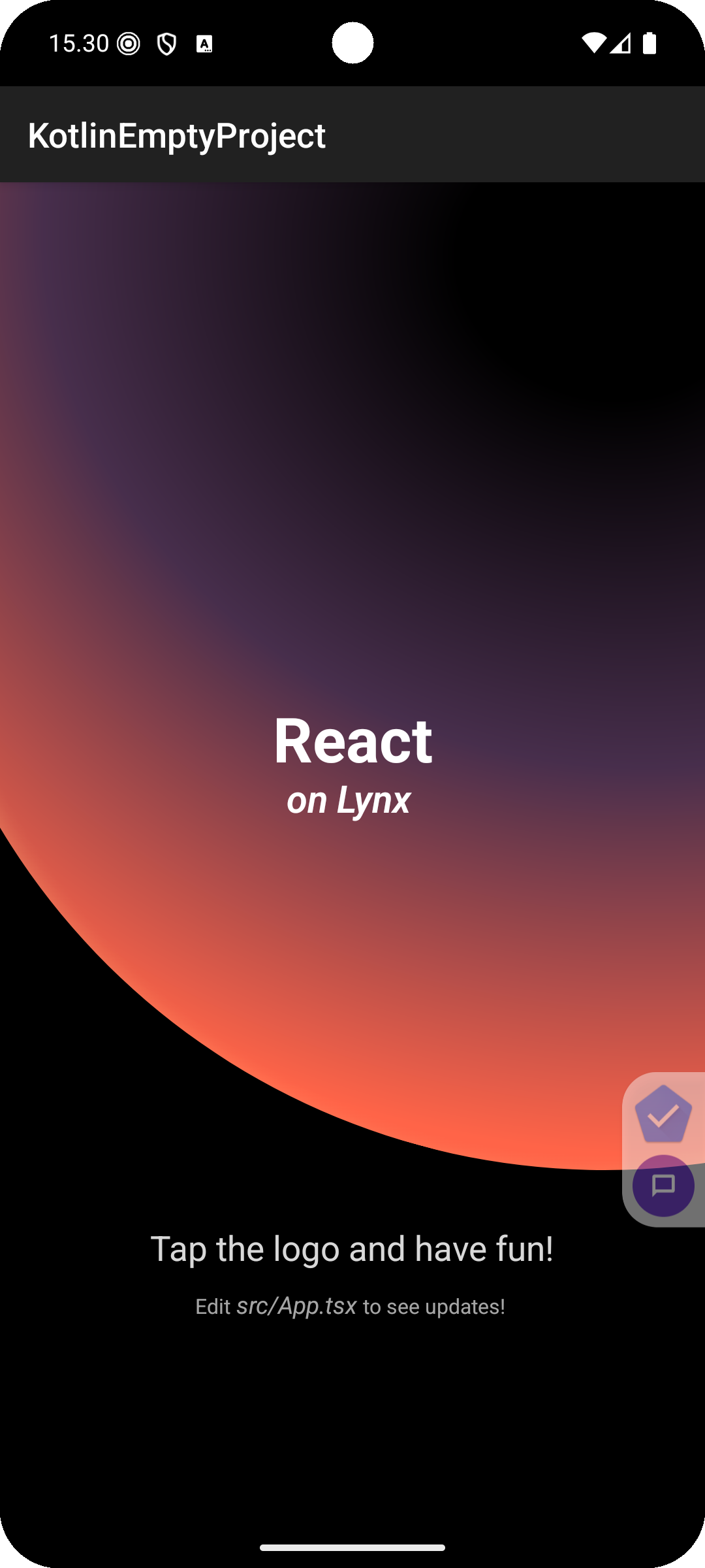 Screenshot of android app showing UI rendered with Lynx
